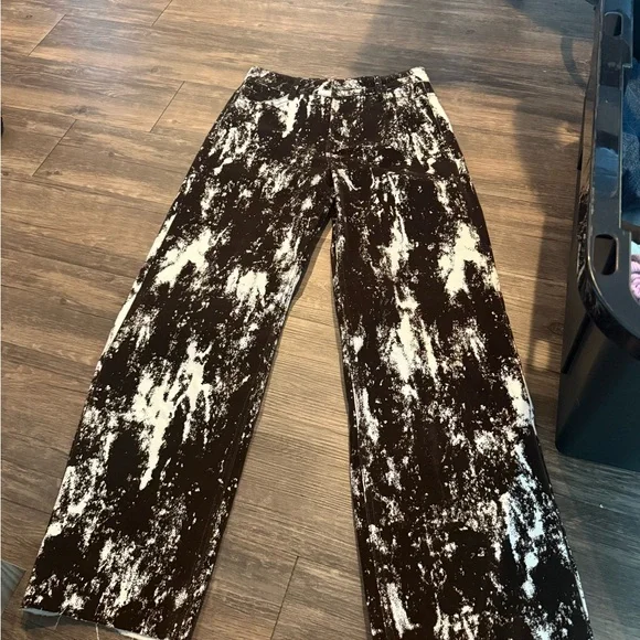 Zara High Rise Flocked Animal Print Belted Jean Size 25 - Picture 2 of 3